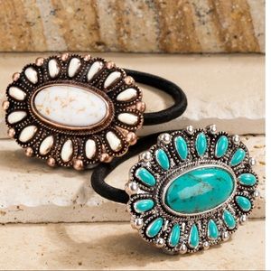 Boho cream natural stone hair tie